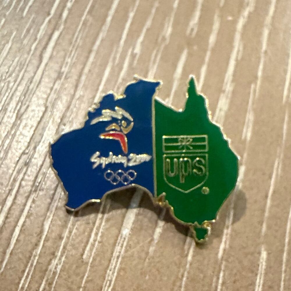 VTG Sydney 2000 Olympics UPS United Parcel Service Logo Australia Map Enamel Pin